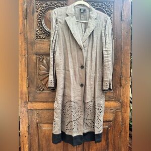 DKNY Taupe Linen Duster
